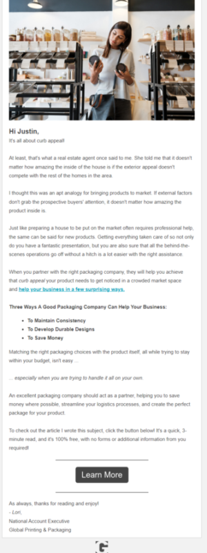 Luxury Packaging Email